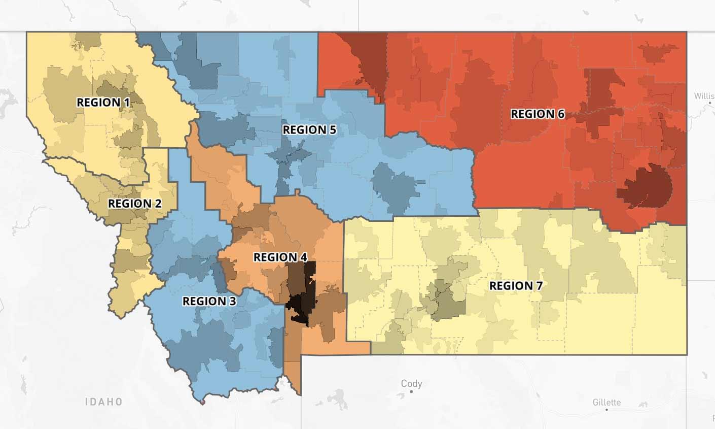 Provider Unable to recover in next 2 years by region (percentage 'No'). Regions at risk of losing valuable providers across the state are Region #4 and #6 with Region 6 representing very rural communities.